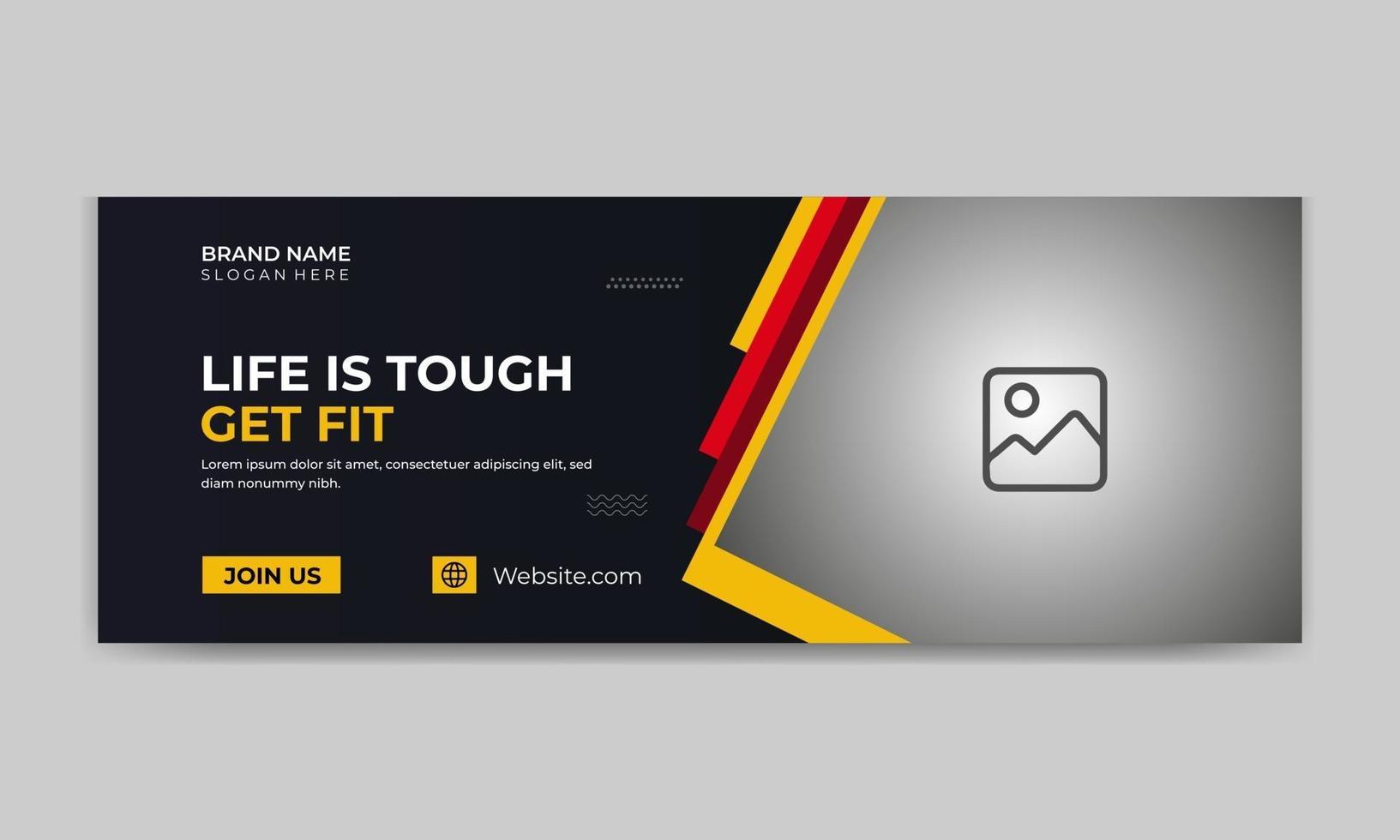 Diseño de portada y banner web para gimnasio y fitness. vector