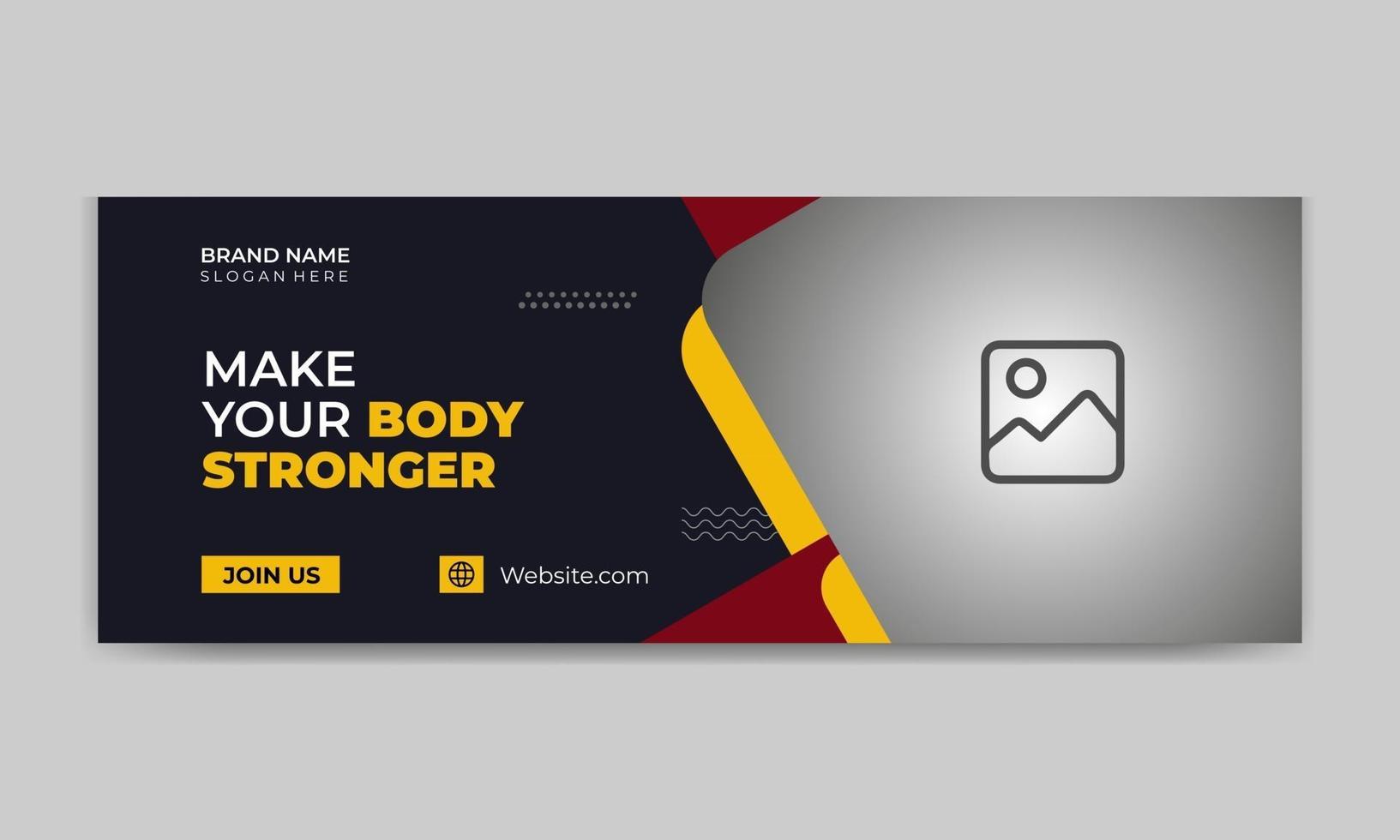 Diseño de portada y banner web para gimnasio y fitness. vector