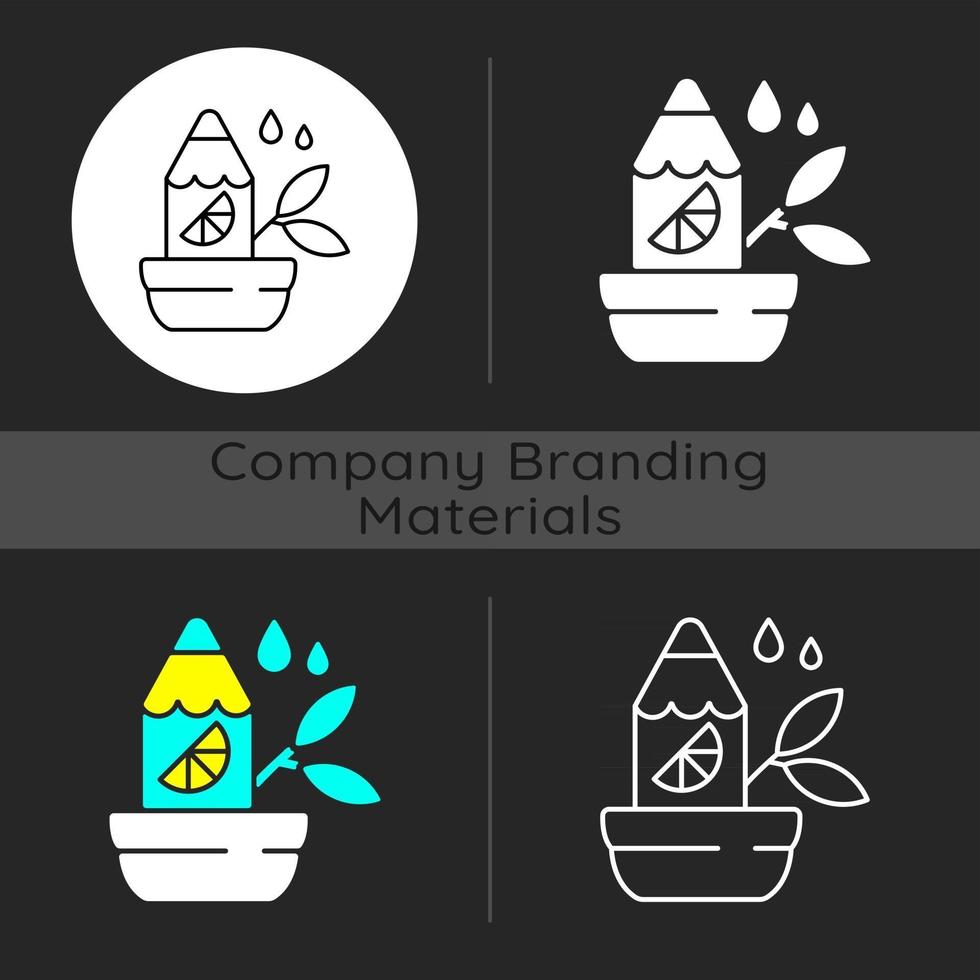 Branded growing pencil dark theme icon vector