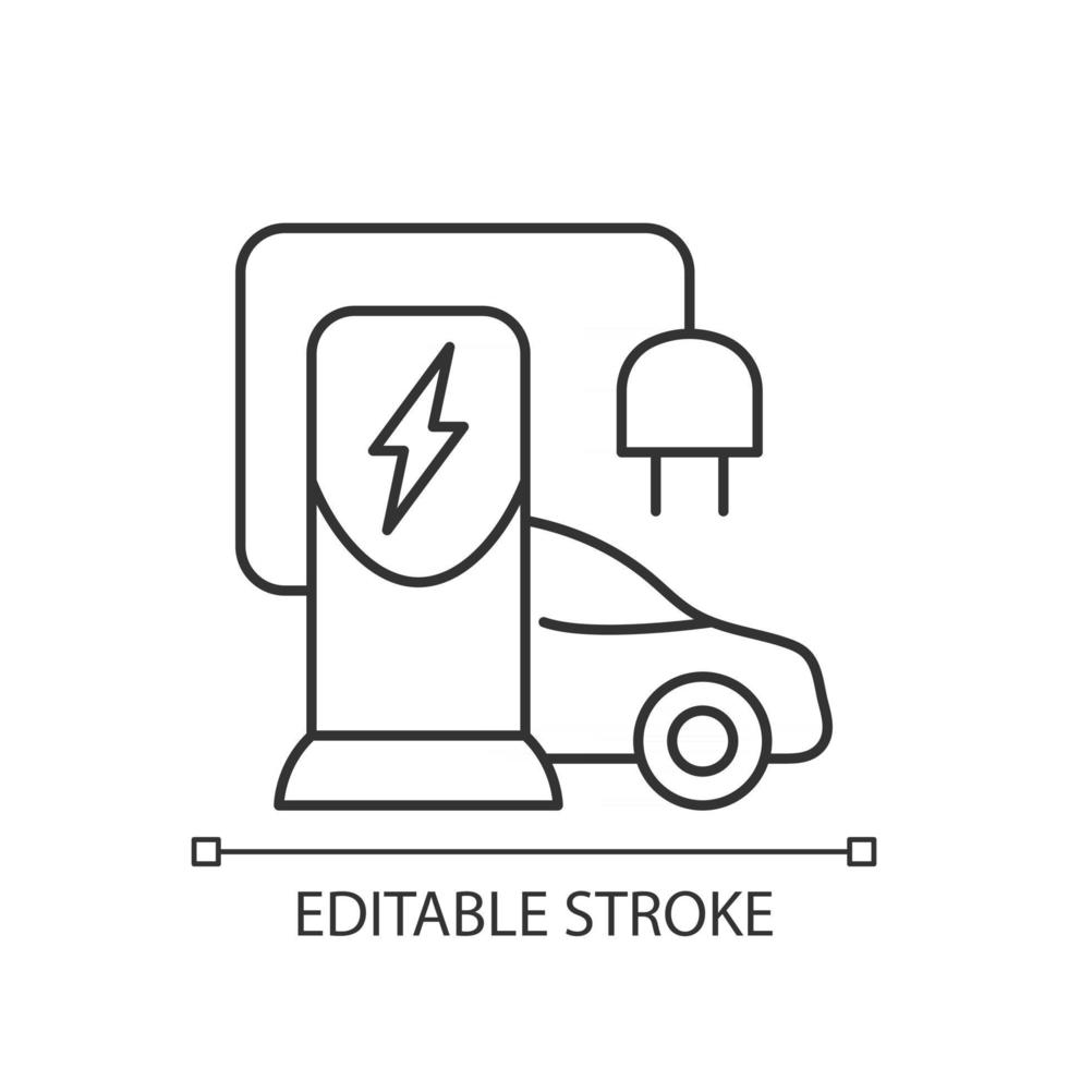 EV charging station linear icon vector