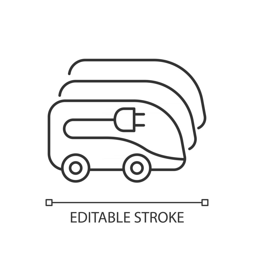 Charging in electric bus depot linear icon vector