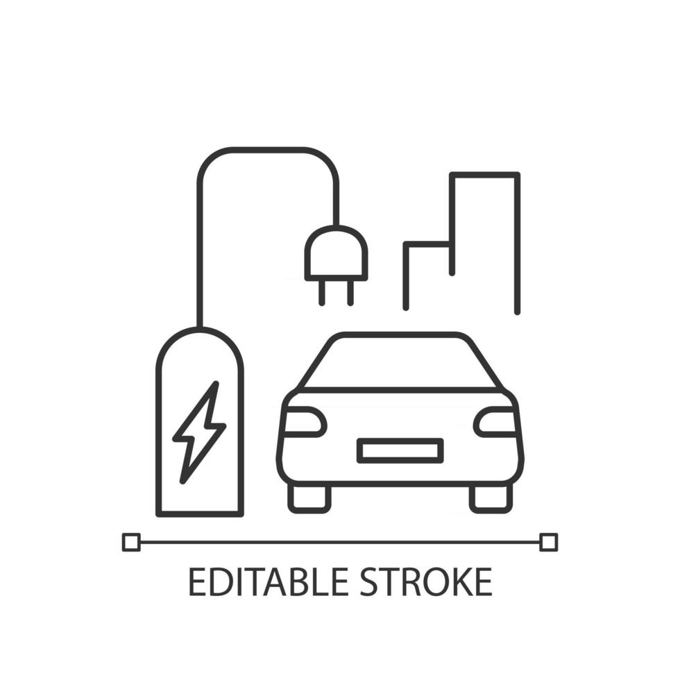 On street residential EV charging linear icon vector