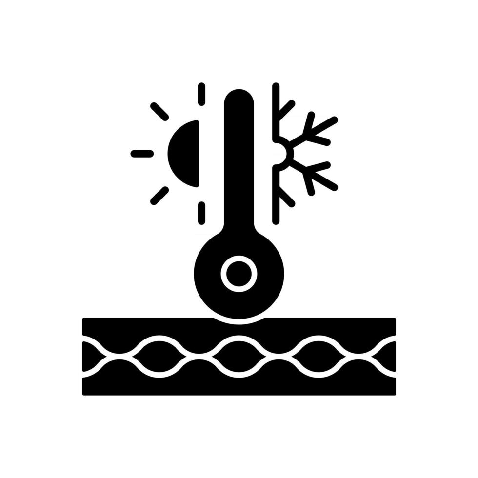 Thermal insulated fabric feature black glyph icon vector
