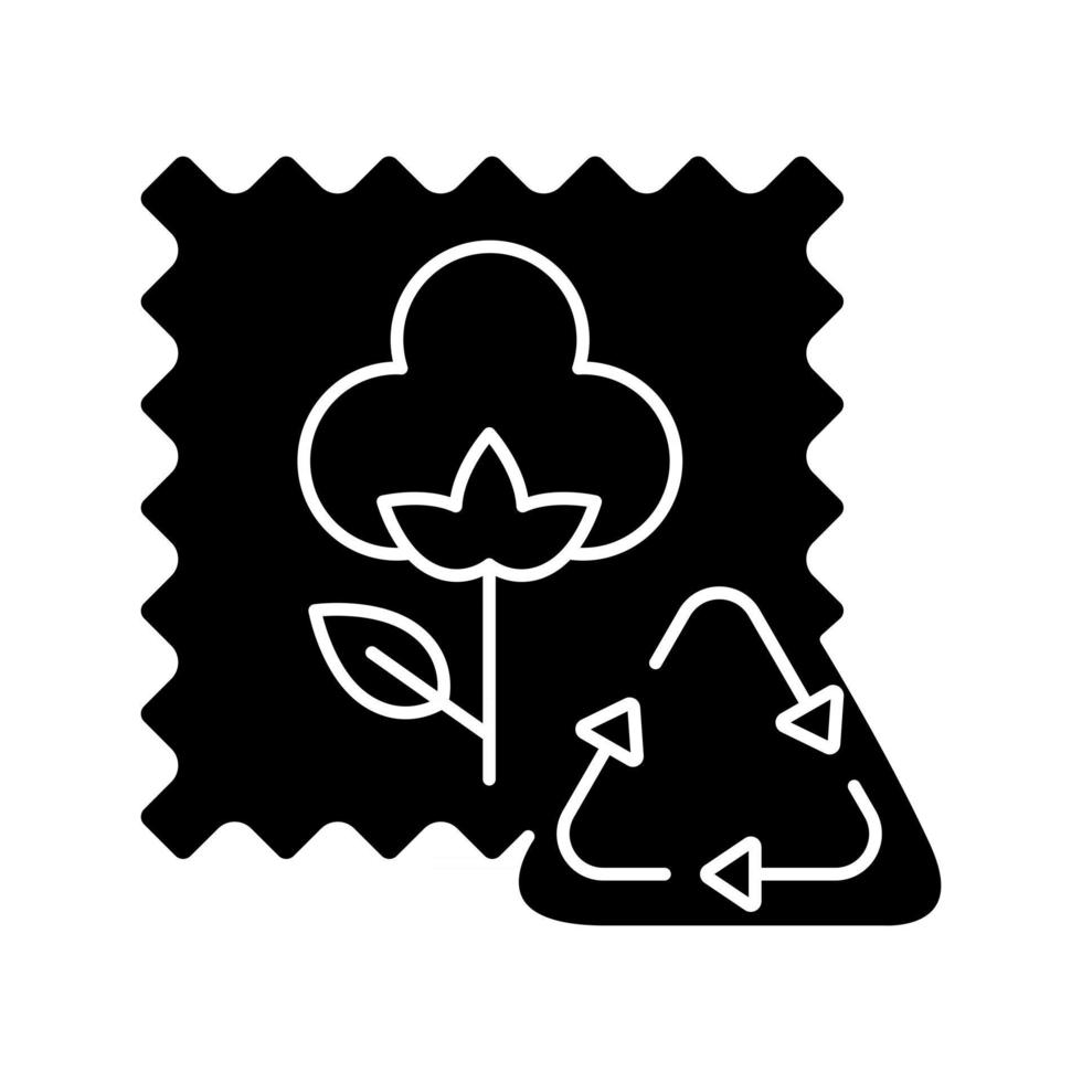 Recycled cotton fabric black glyph icon vector