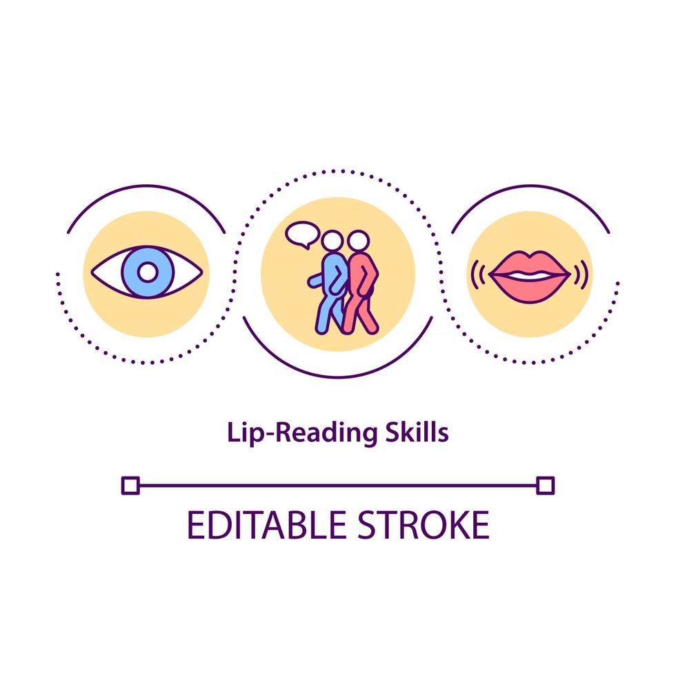 Lip reading skills concept icon vector