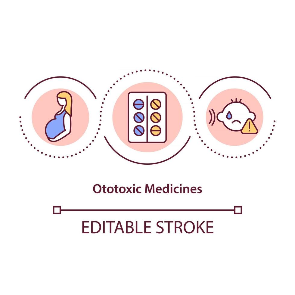 Ototoxic medicines concept icon vector
