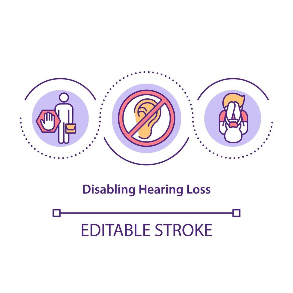 Disabling hearing loss concept icon vector