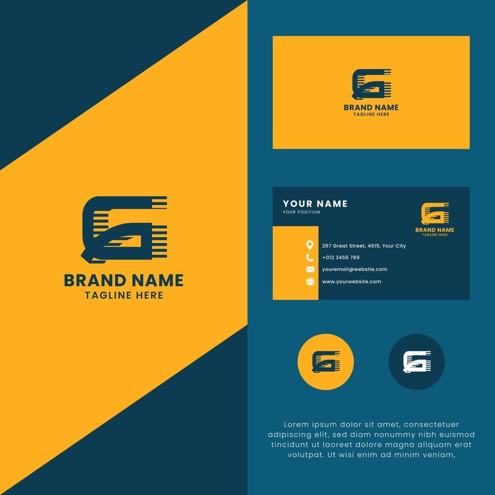 3D Lines Shadow Letter G Logo with Business Card Template vector