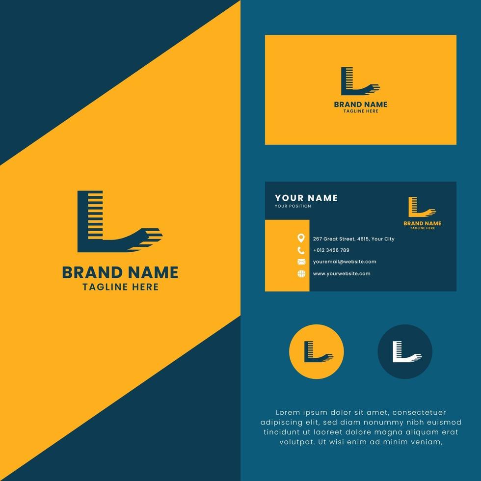 3D Lines Shadow Letter L Logo with Business Card Template vector