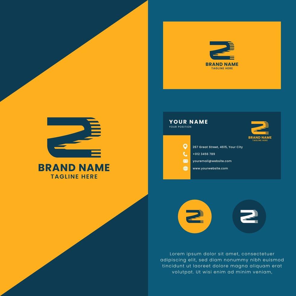 Pr23D Lines Shadow Letter Z Logo with Business Card Template Inside Zed Card Template Free