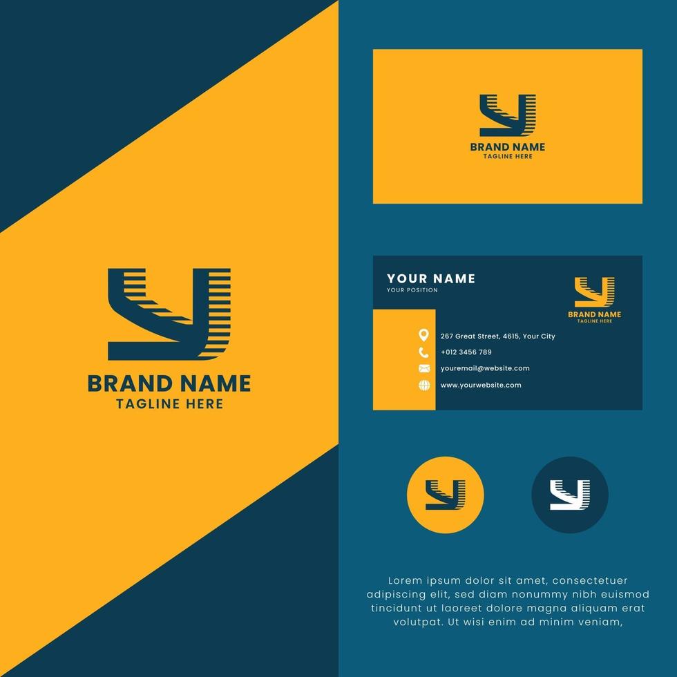 3D Lines Shadow Letter Y with Business Card Template vector