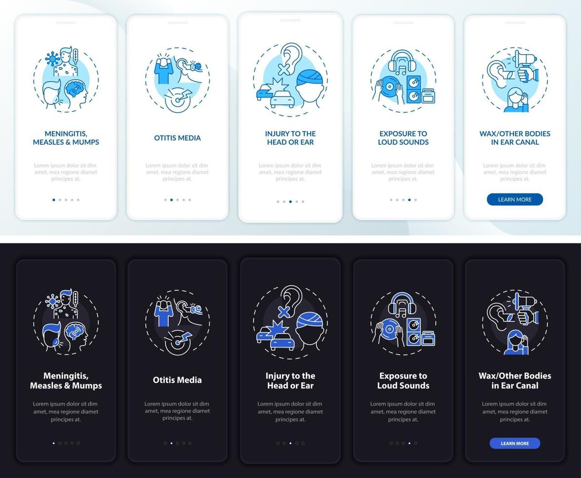 Obtained deafness onboarding mobile app page screen with concepts vector