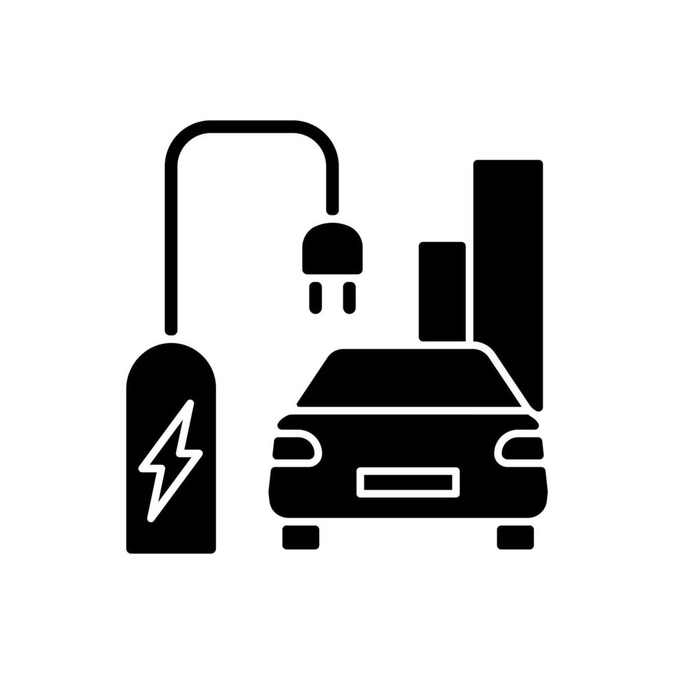 On street residential EV charging black glyph icon vector
