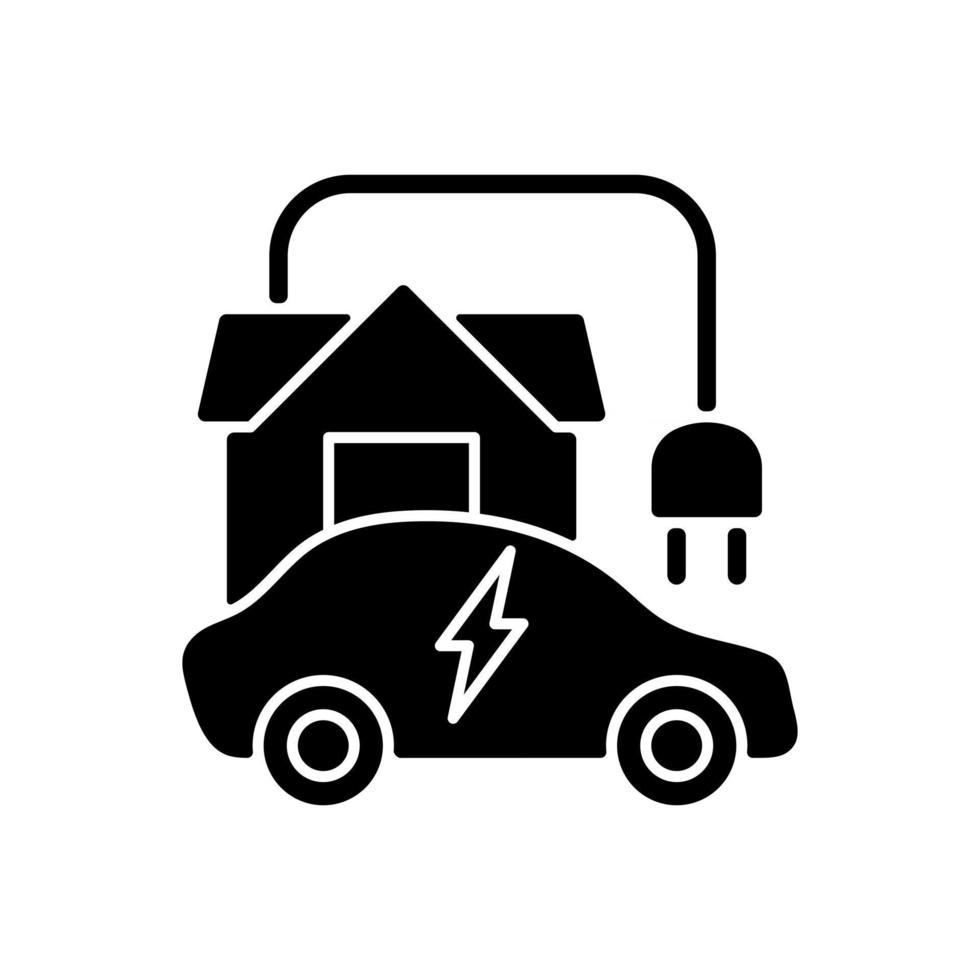 Home EV charging point black glyph icon vector