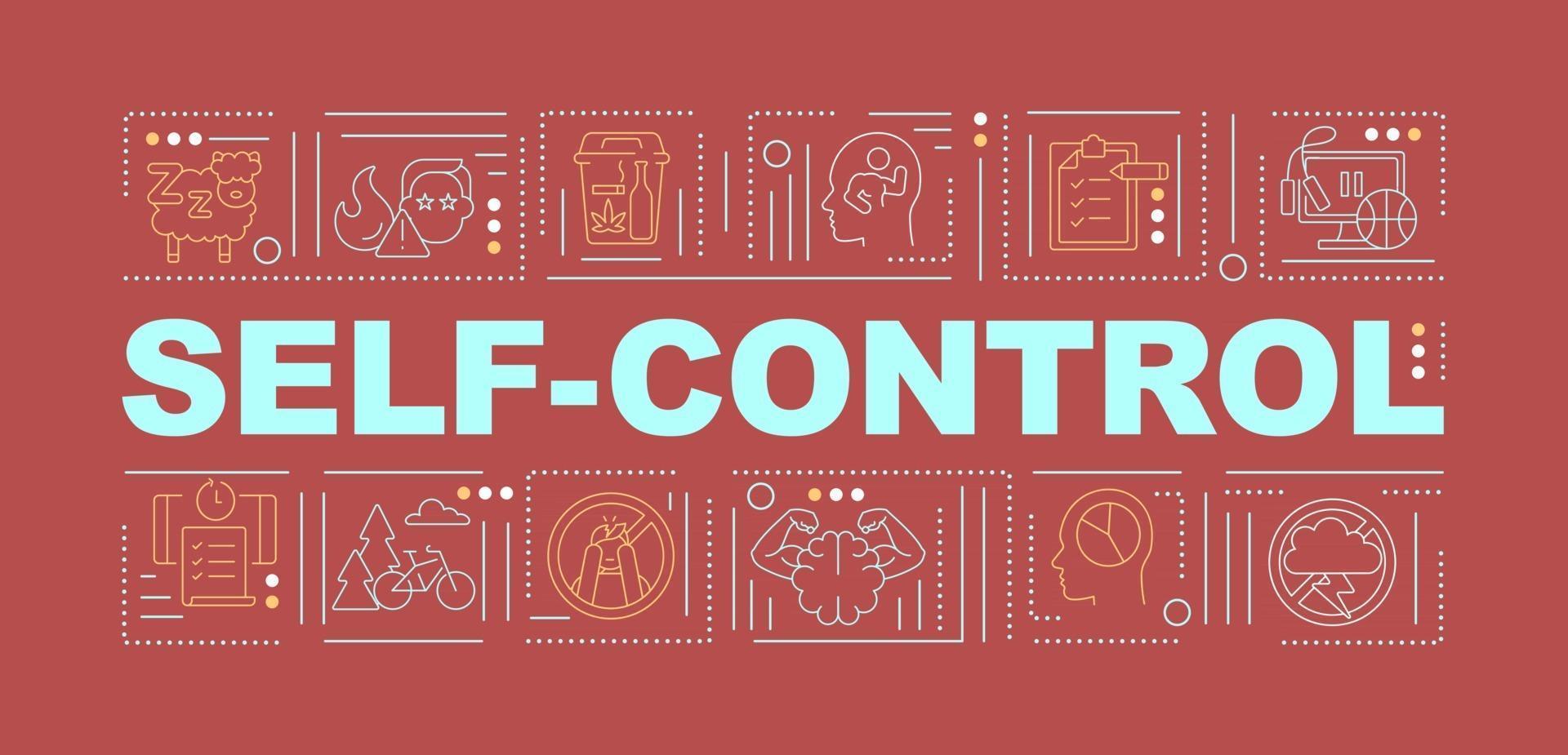 Self control tips word concepts banner vector