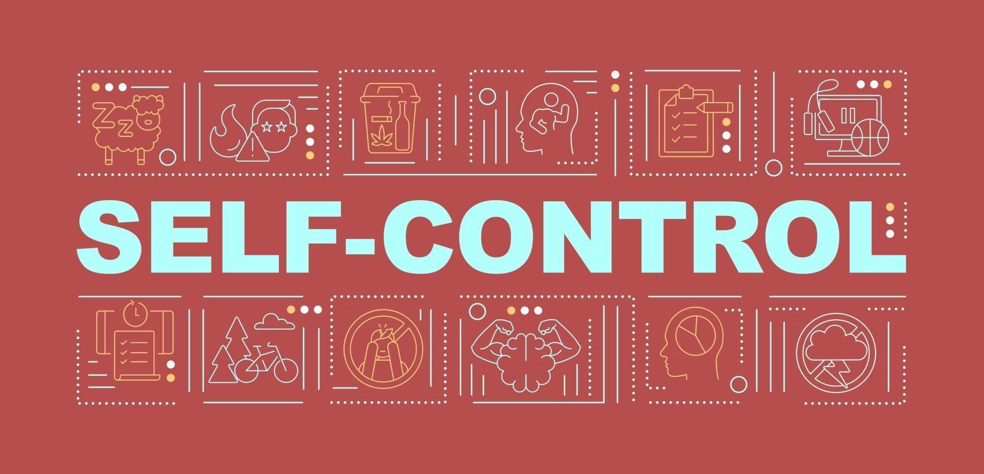 banner de conceptos de palabra de consejos de autocontrol vector