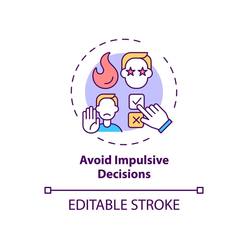 Avoid impulsive decisions concept icon vector