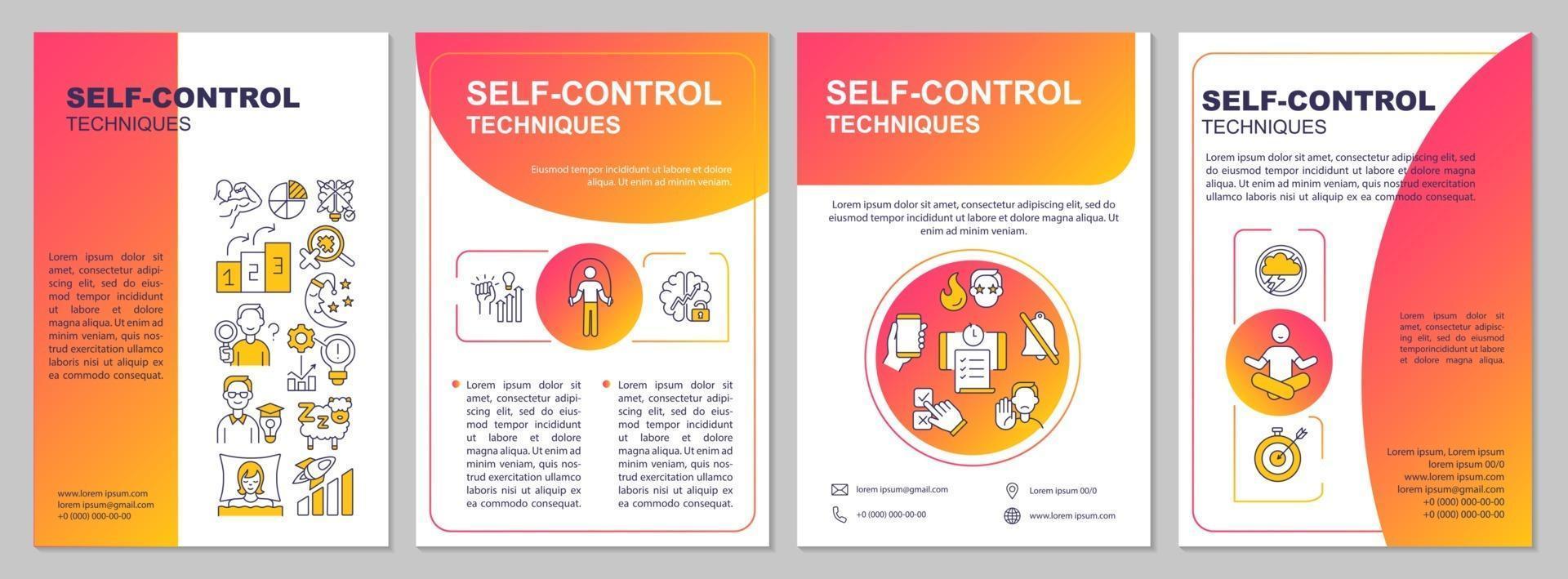 Self control techniques brochure template vector