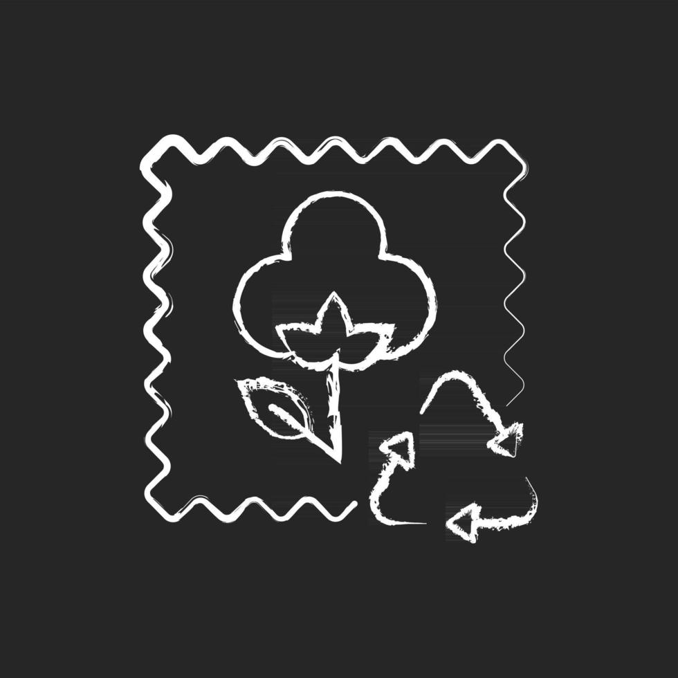 Recycled cotton fabric chalk white icon on black background vector