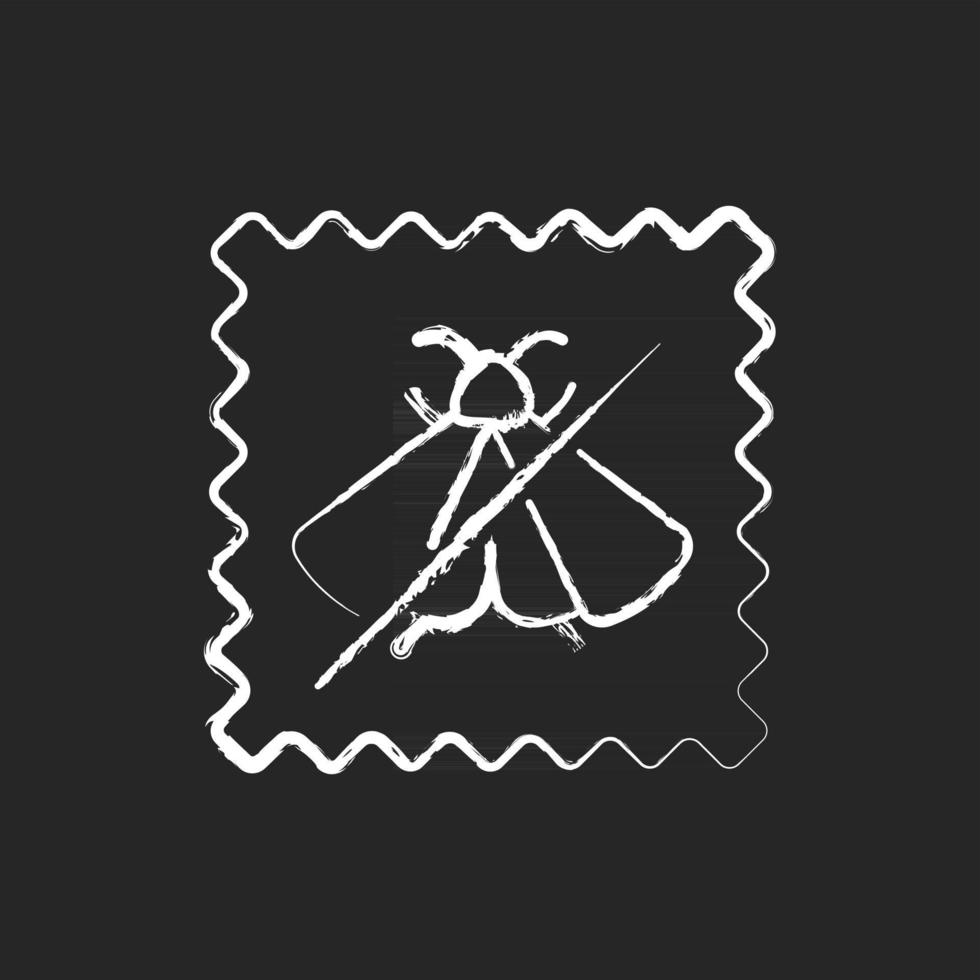 Moth repellent fabric feature chalk white icon on black background vector