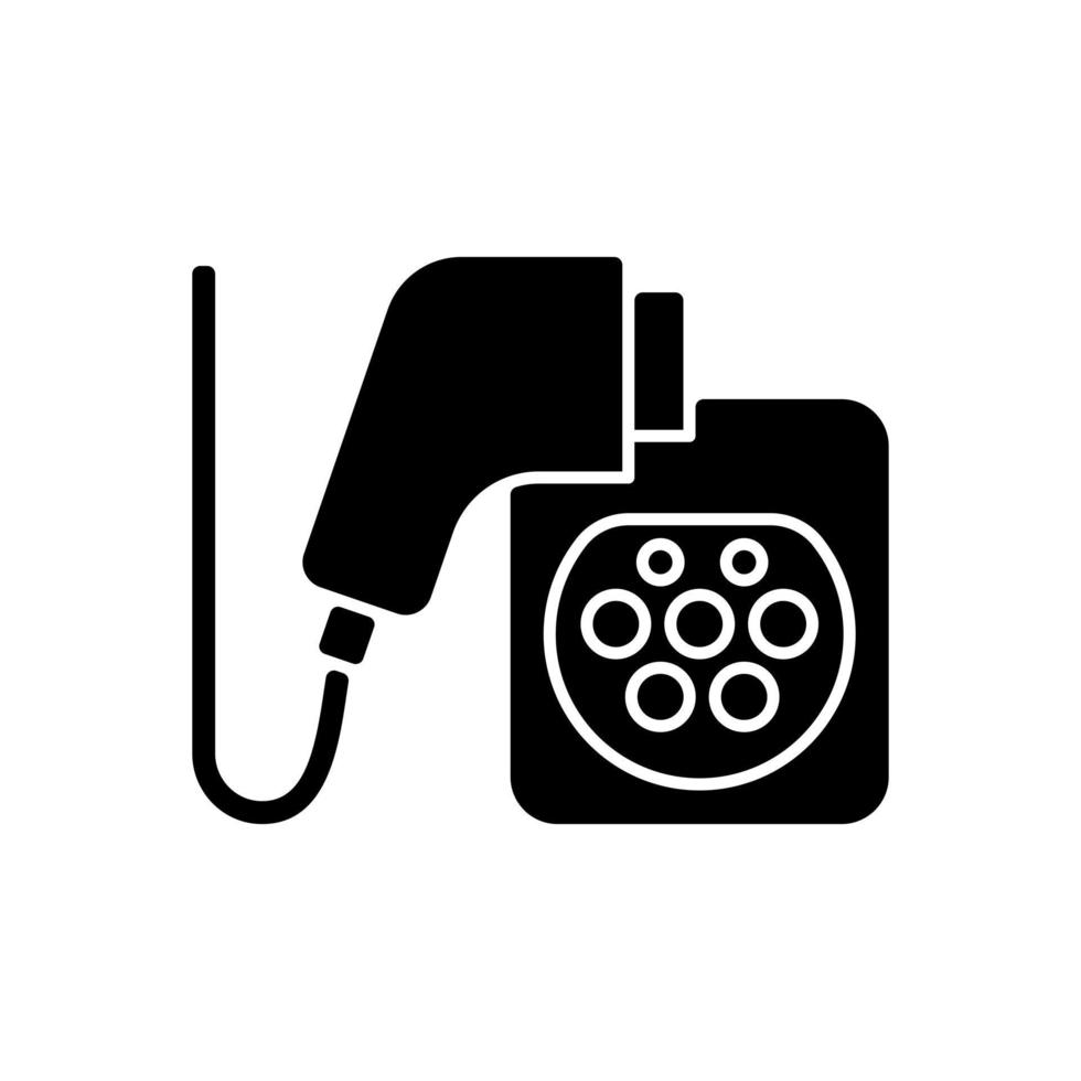 EV charging connectors black glyph icon vector