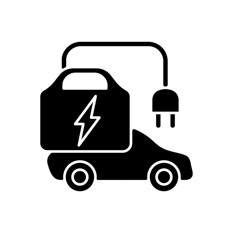 Portable EV charger black glyph icon vector