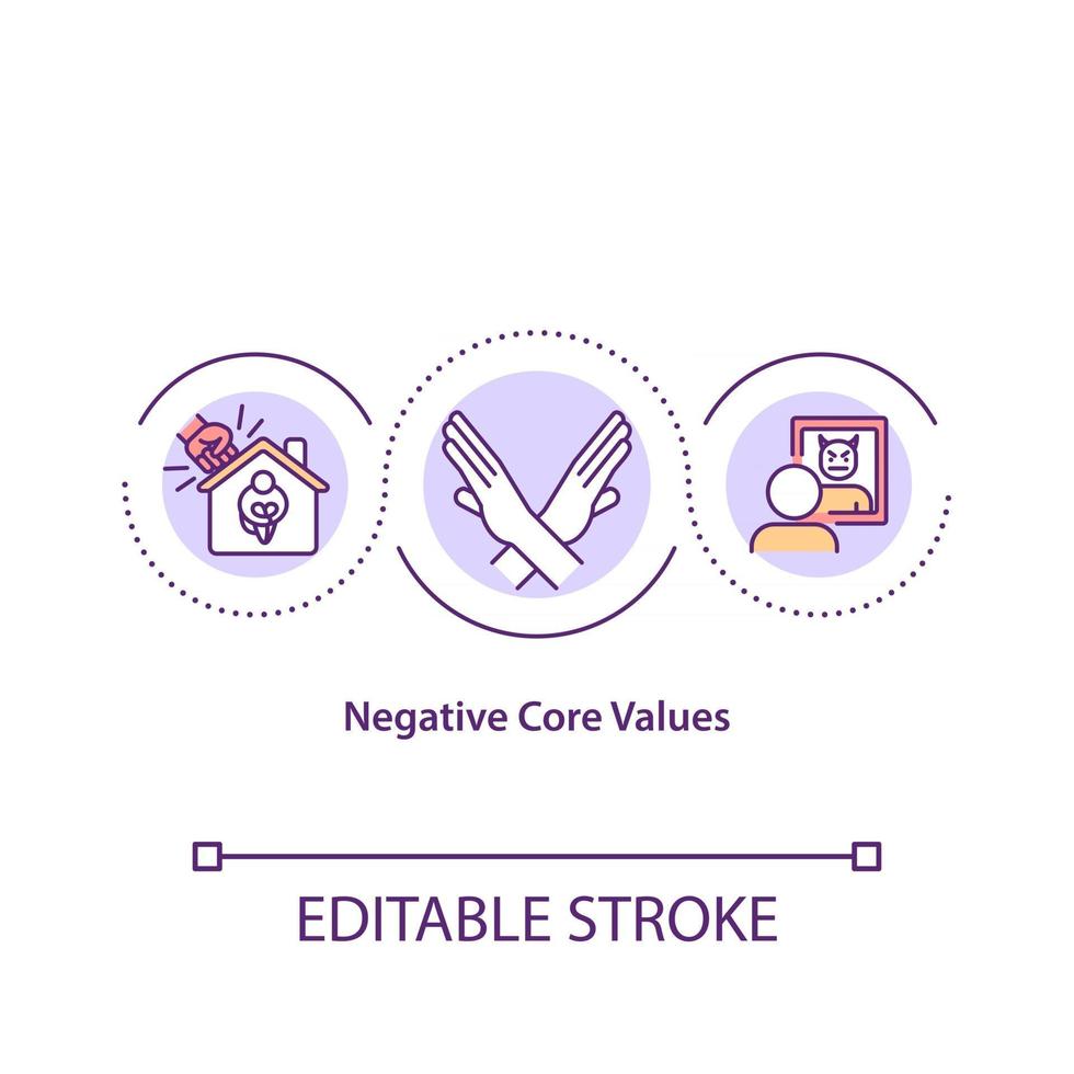 Negative core values concept icon vector