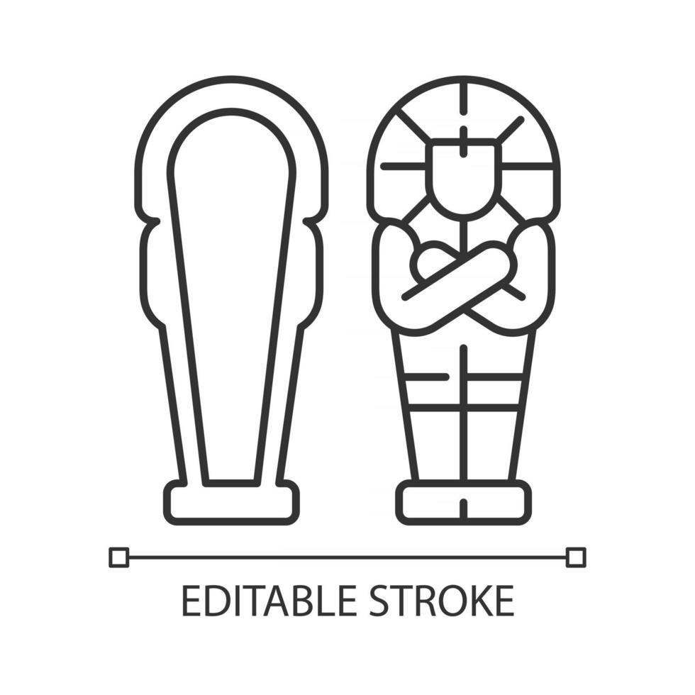 Egyptian sarcophagus linear icon vector