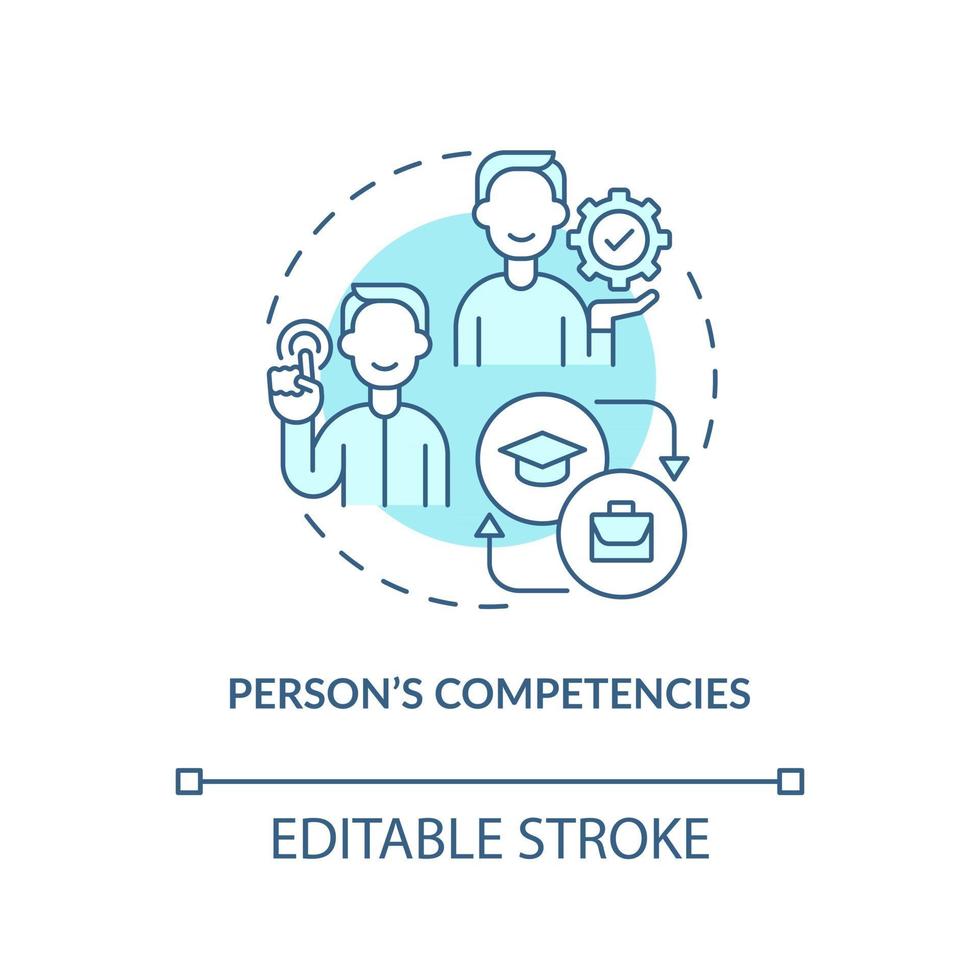 Person competencies blue concept icon vector