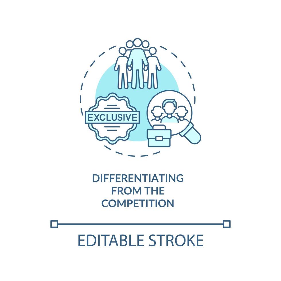 Differentiating from competition blue concept icon vector