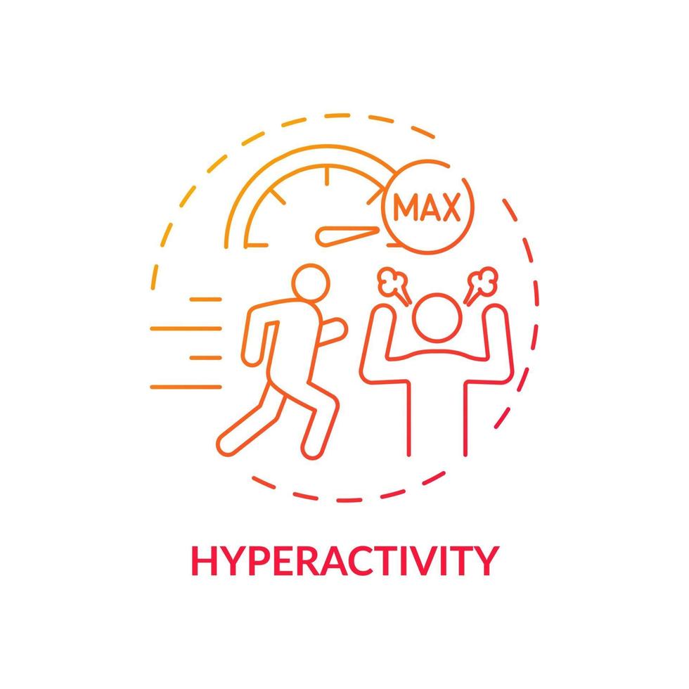 Hyperactivity red gradient concept icon vector