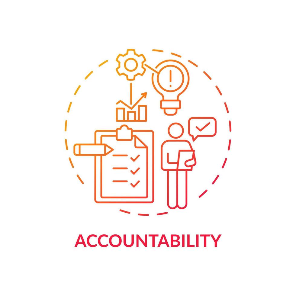 Accountability red gradient concept icon vector