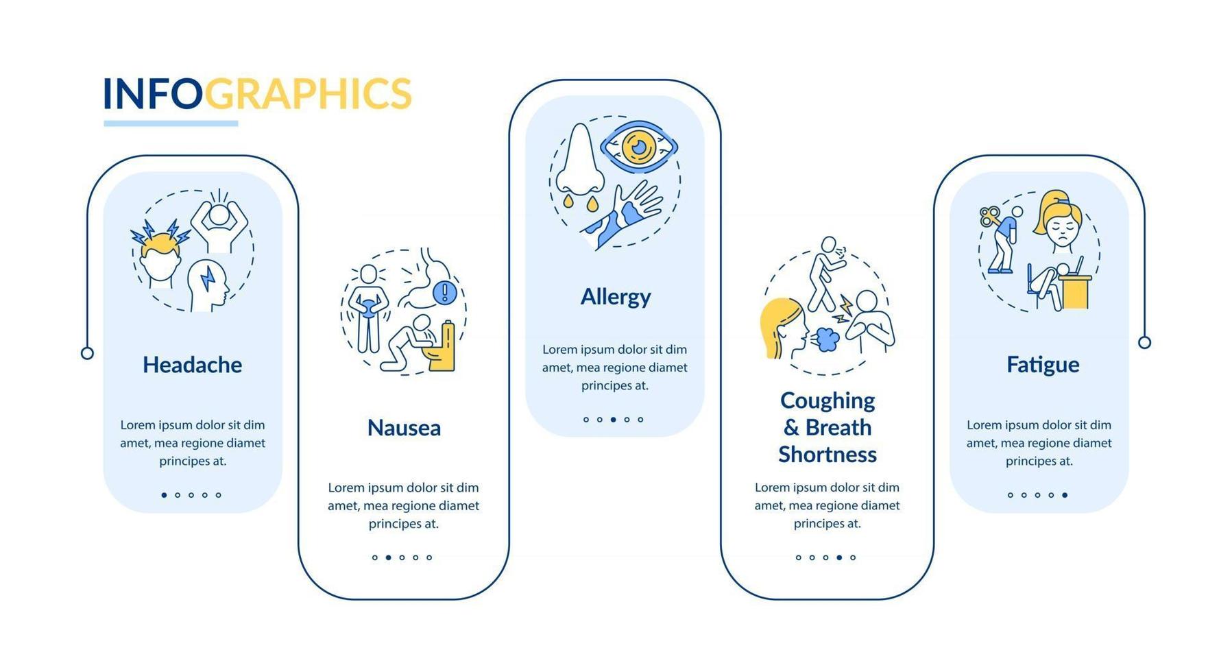 Air pollution disease signs vector infographic template