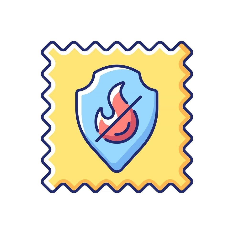 Fireproof fabric feature on fabric vector flat color icon