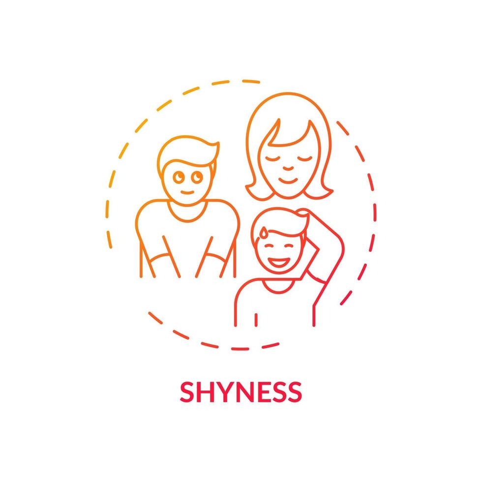 Shyness red gradient concept icon vector