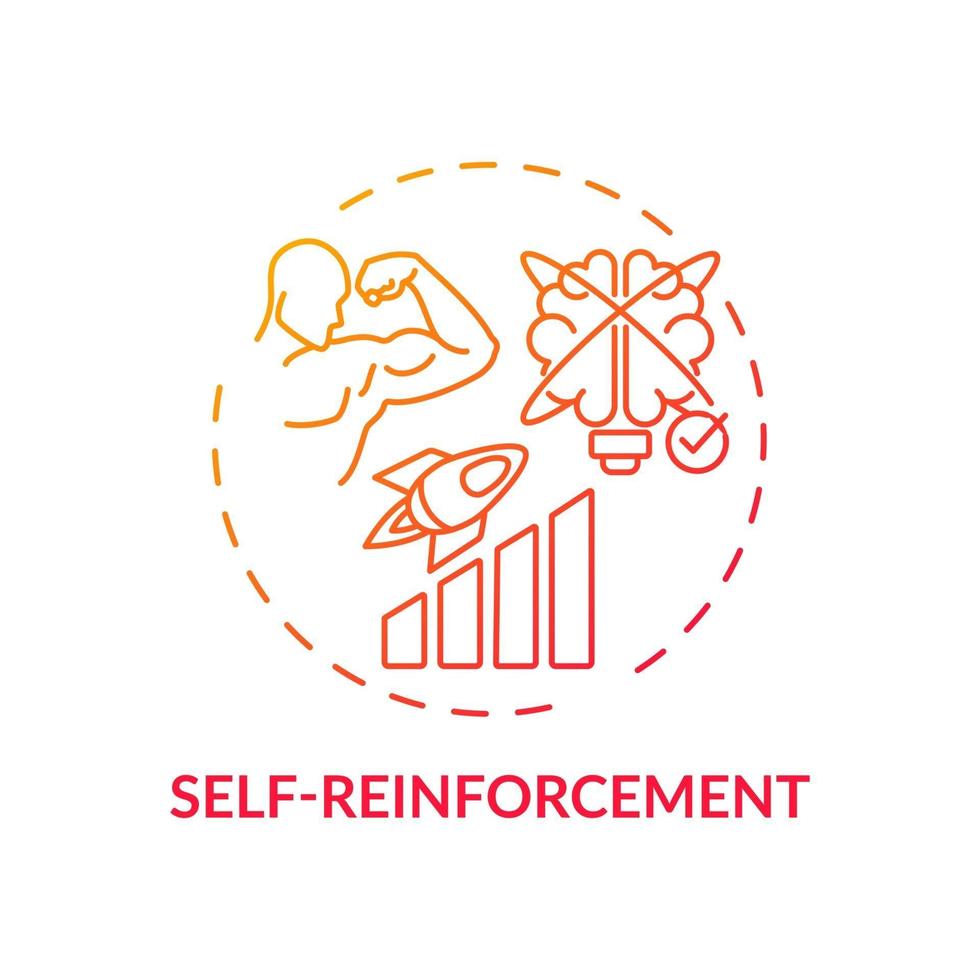 Self reinforcement red gradient concept icon vector