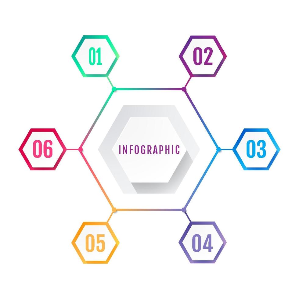 Plantilla de diseño de infografía empresarial hexagonal moderno vector