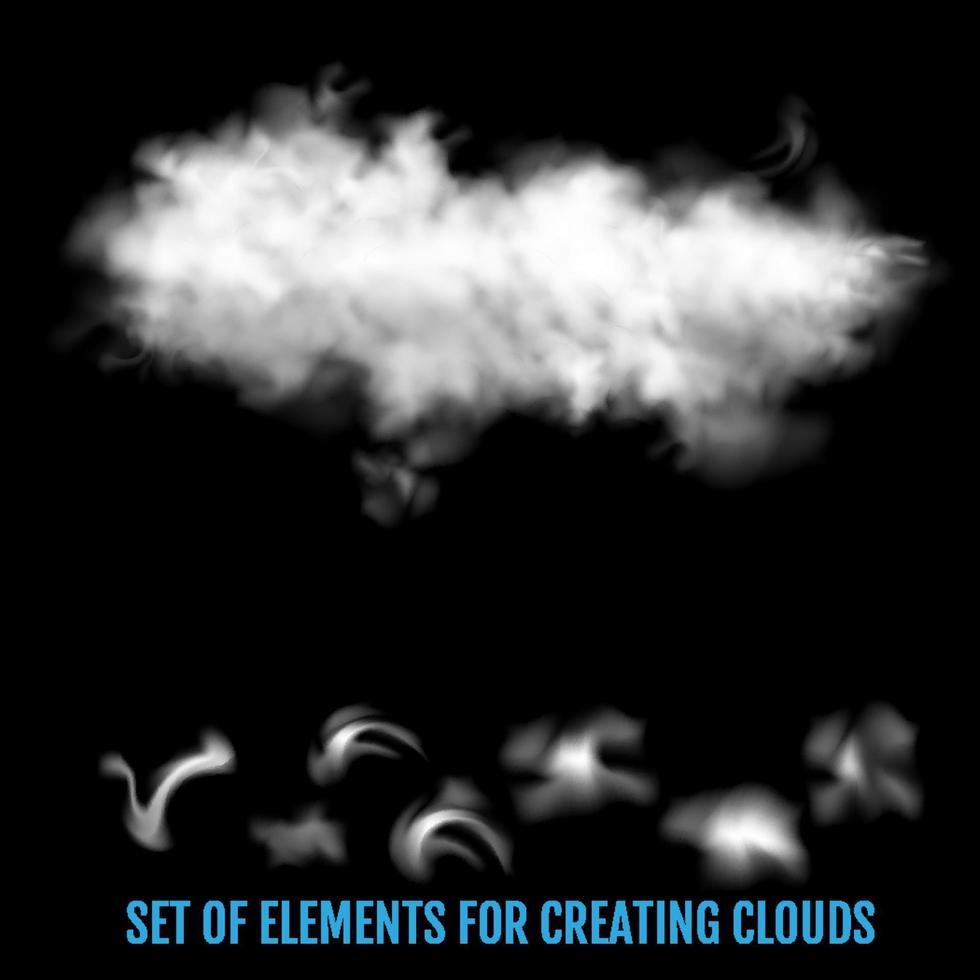 Steam fog smoke clouds  a set of elements to create vector