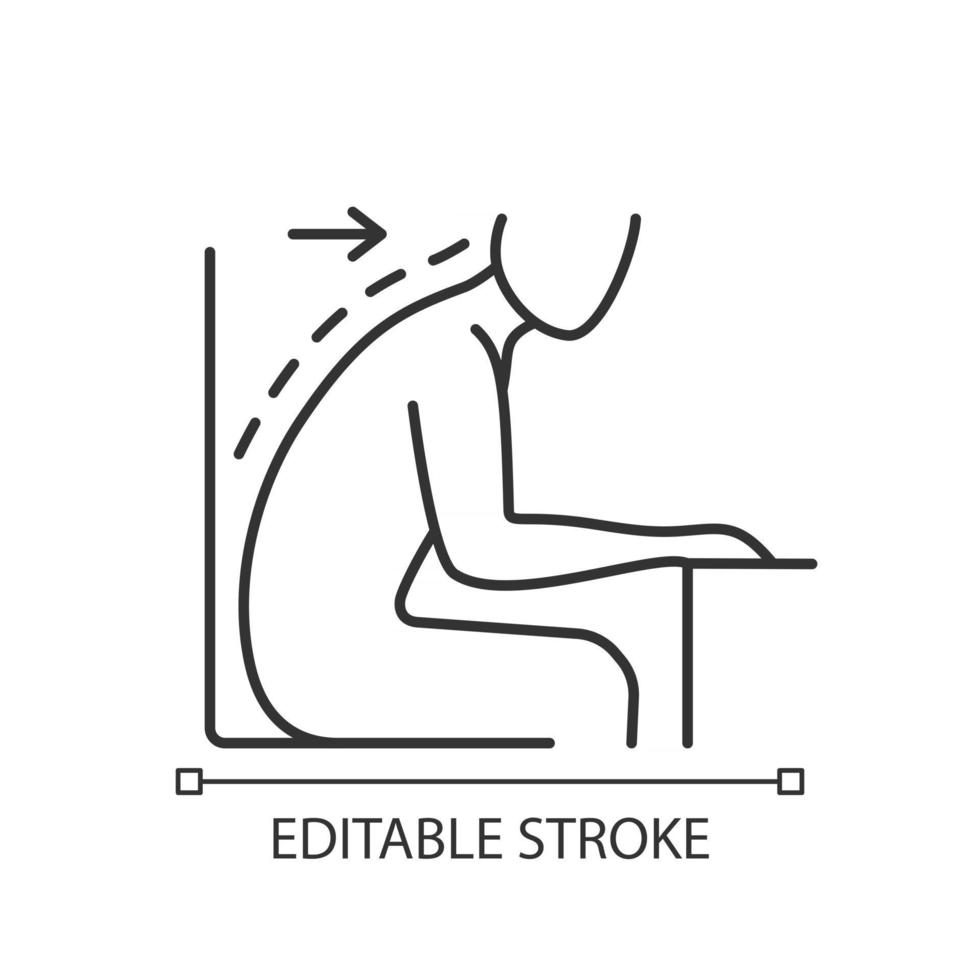 Forward tilted sitting position linear icon vector