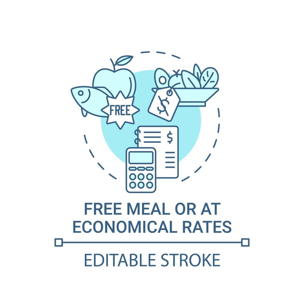 Free meal or at economical rates concept icon vector
