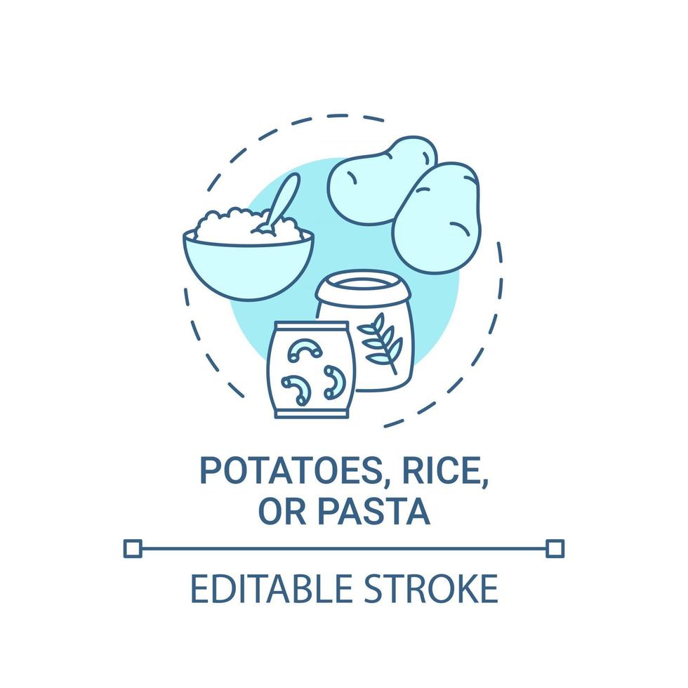 patatas o arroz o icono de concepto de pasta vector