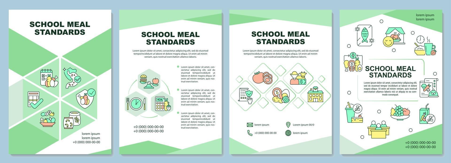 School meal standards brochure template vector