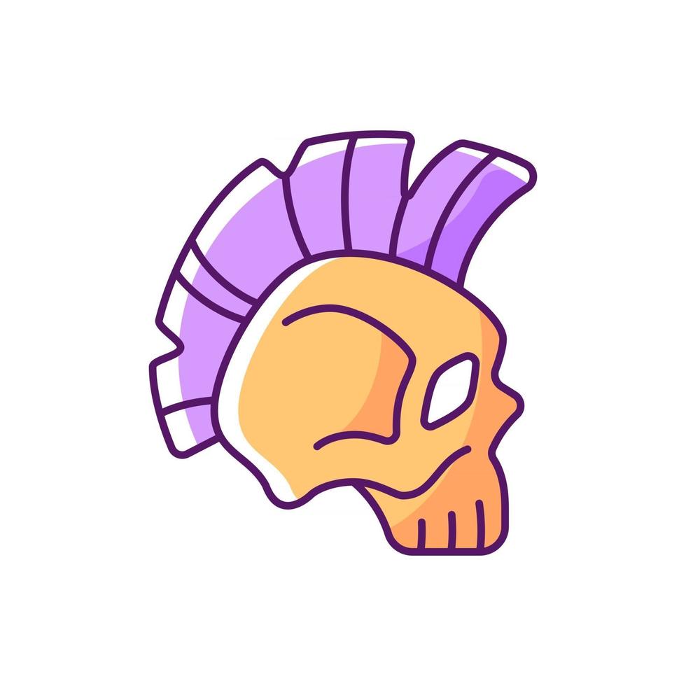 Skull with mohawk hairstyle RGB color icon vector