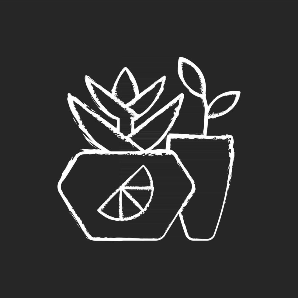 Branded plant pot chalk white icon on black background vector