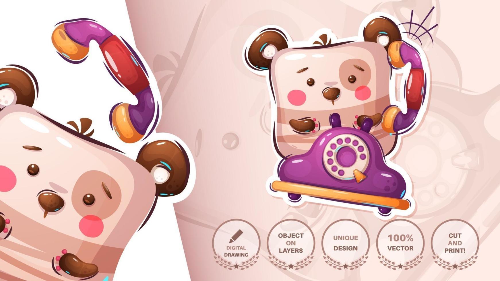 Childish bear call phone vector