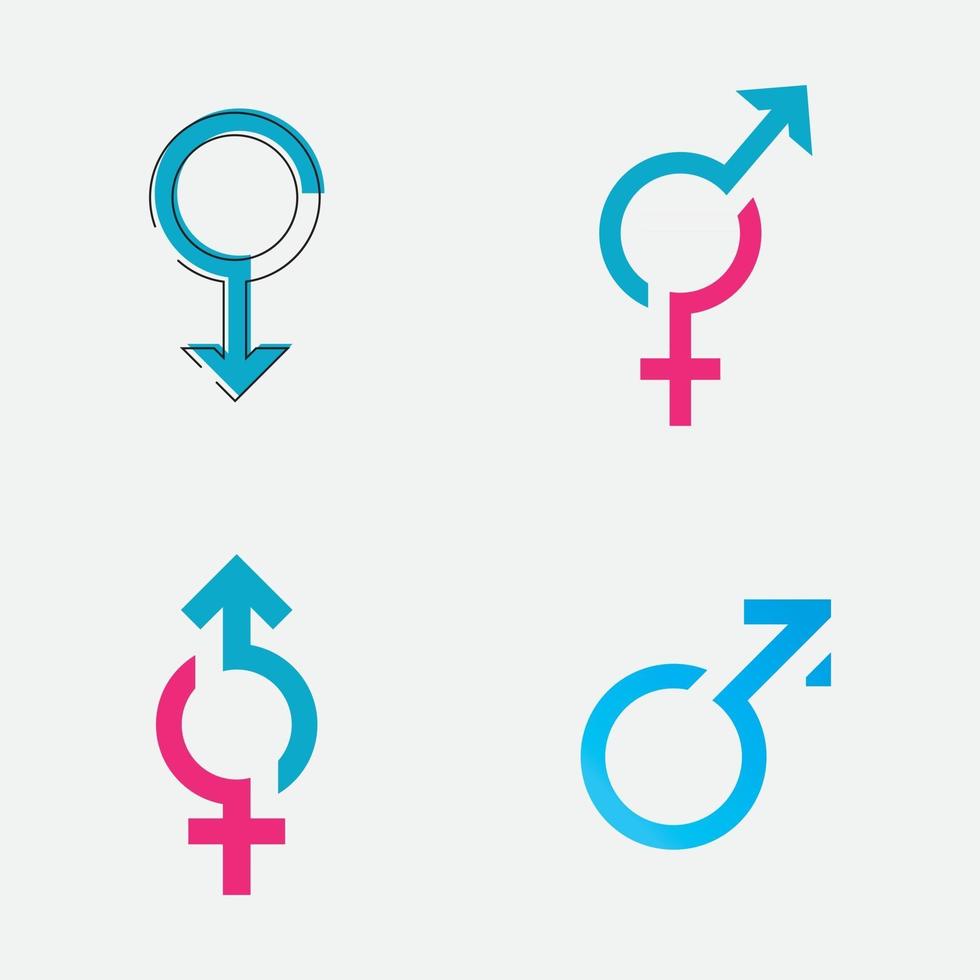 logotipo de símbolo de género de sexo e igualdad de hombres y mujeres ilustración vectorial vector