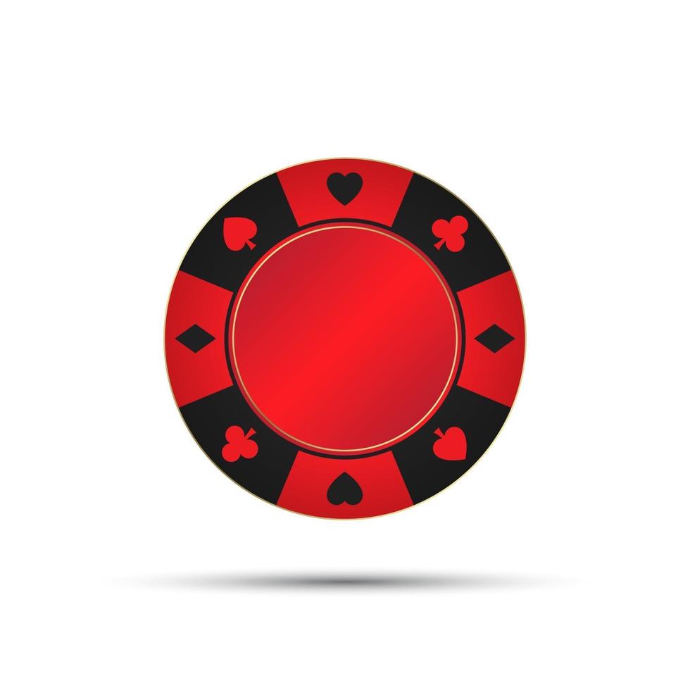 Red casino chip isolated on white background vector illustration