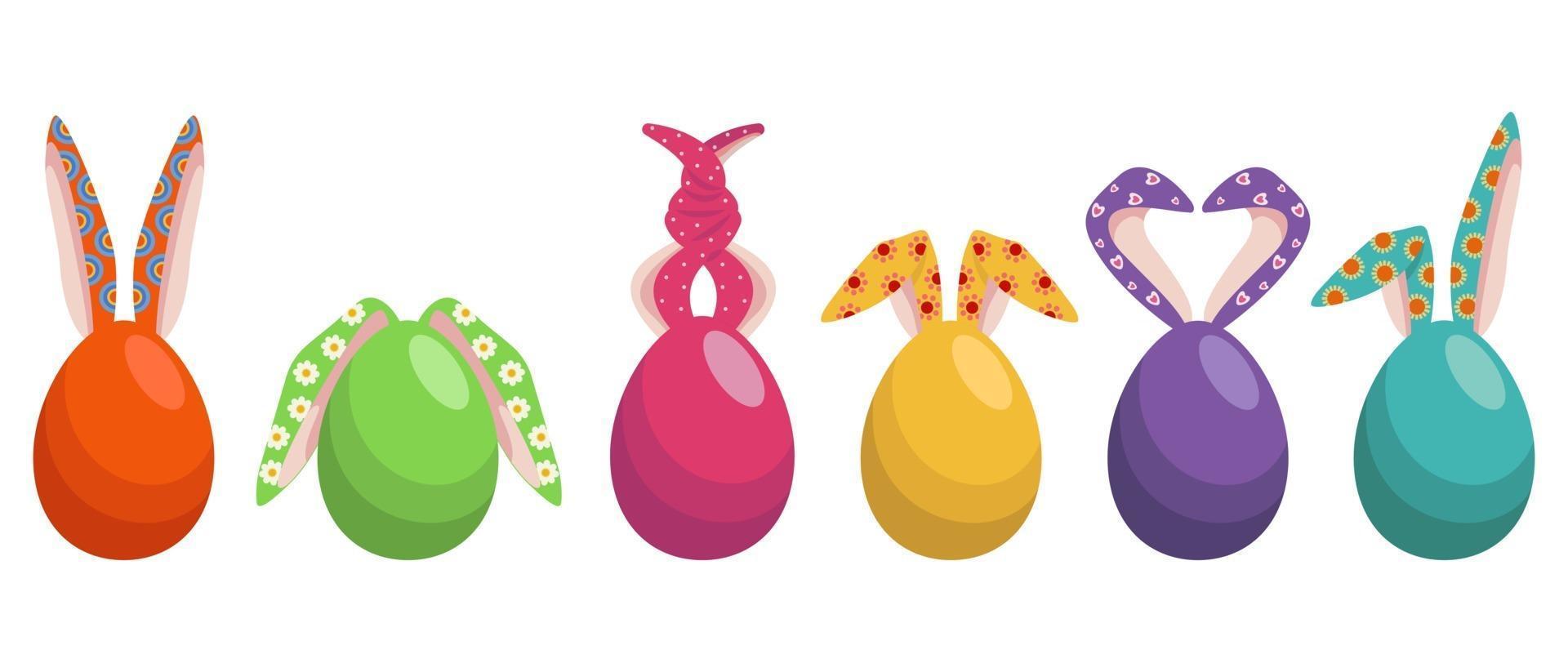 Set of eggs with rabbit ears vector