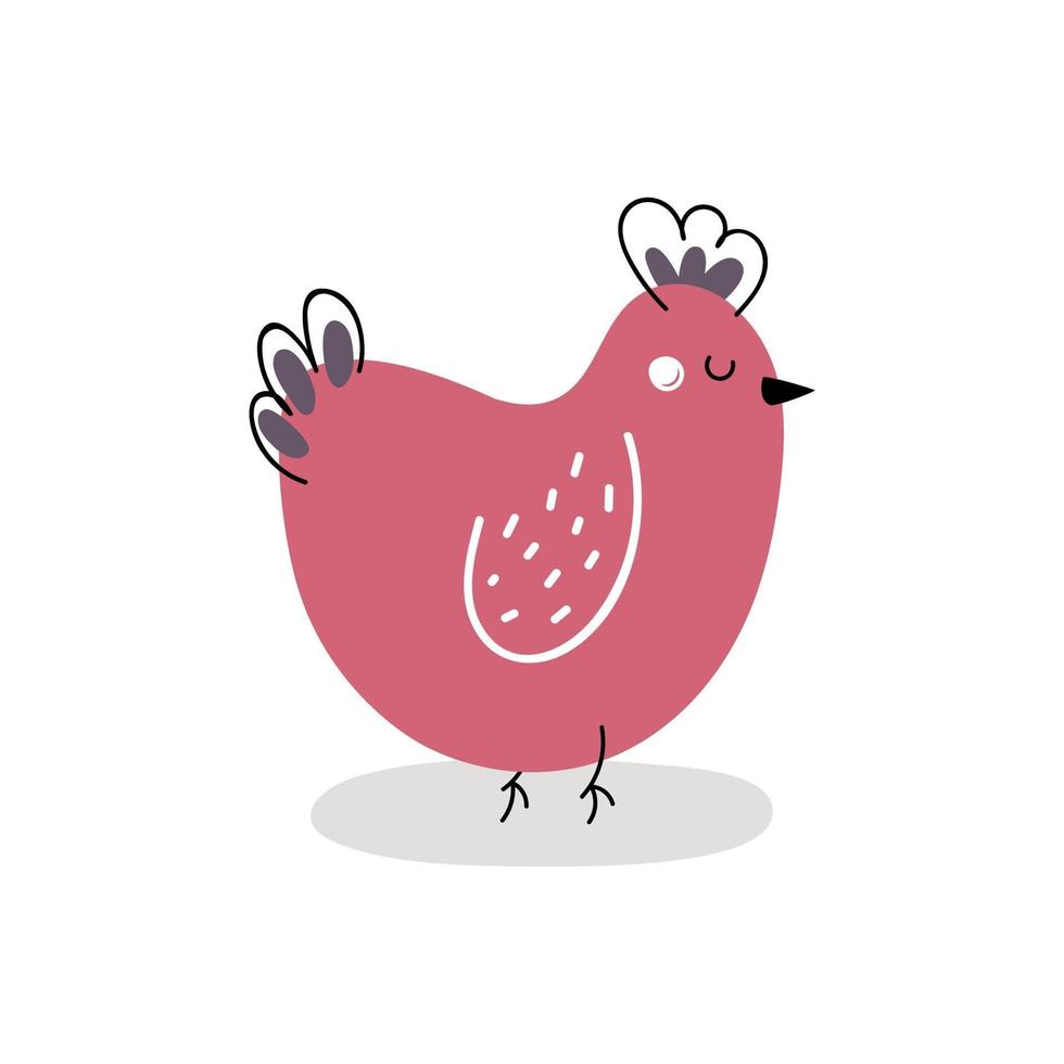Cute chicken isolated on white background. Easter chicken. Design for Easter. Flat cartoon vector illustration