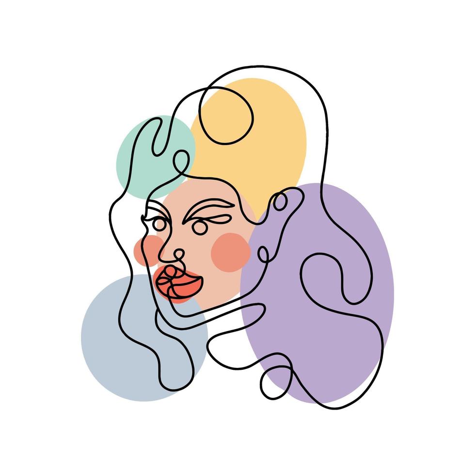 retrato abstracto de una mujer en un estilo lineal moderno. arte de línea continua. impresión mínima de moda. ilustración vectorial vector